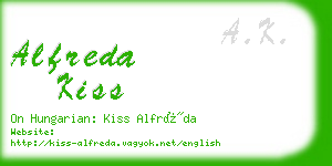 alfreda kiss business card